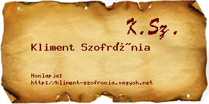 Kliment Szofrónia névjegykártya